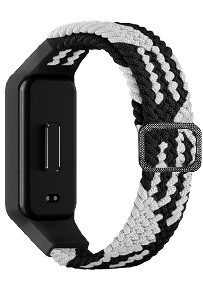 Тканинний ремінець MRK Braided Solo Loop з металевим регулятором довжини для Mi Smart Band 8 Active/Redmi Smart Band 2 Melange Black and White