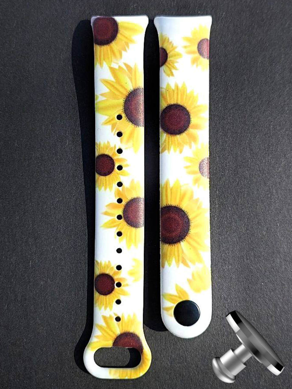 Силіконовий ремінець Original Design MiJobs для фітнесу браслета Xiaomi Mi Band 8/9 Yellow Sunflowers White з металевим кріпленням + металева кнопка
