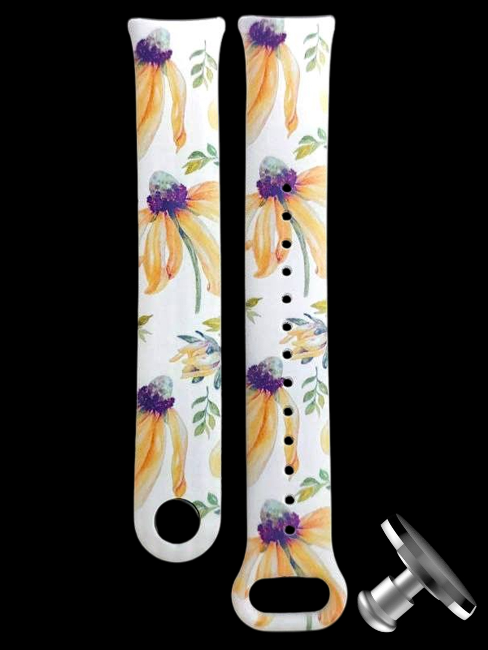 Силіконовий ремінець Original Design MiJobs для фітнесу браслета Xiaomi Mi Band 8/9 Yellow Flowers з металевим кріпленням + металева кнопка