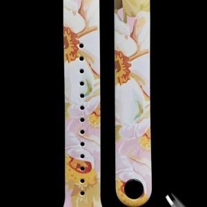Силіконовий ремінець Original Design MiJobs для фітнесу браслета Xiaomi Mi Band 8/9 Pink Flowers з металевим кріпленням + металева кнопка