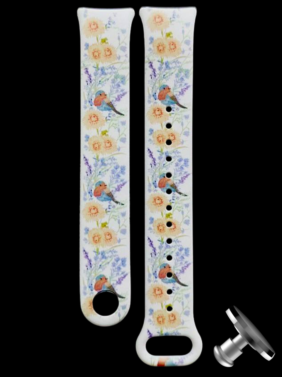 Силіконовий ремінець Original Design MiJobs для фітнесу браслета Xiaomi Mi Band 8/9 Garden Song з металевим кріпленням + металева кнопка