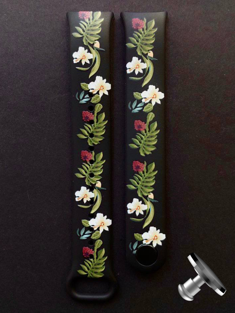 Силіконовий ремінець Original Design MiJobs для фітнесу браслета Xiaomi Mi Band 8/9 Beau Forest Flowers з металевим кріпленням + металева кнопка