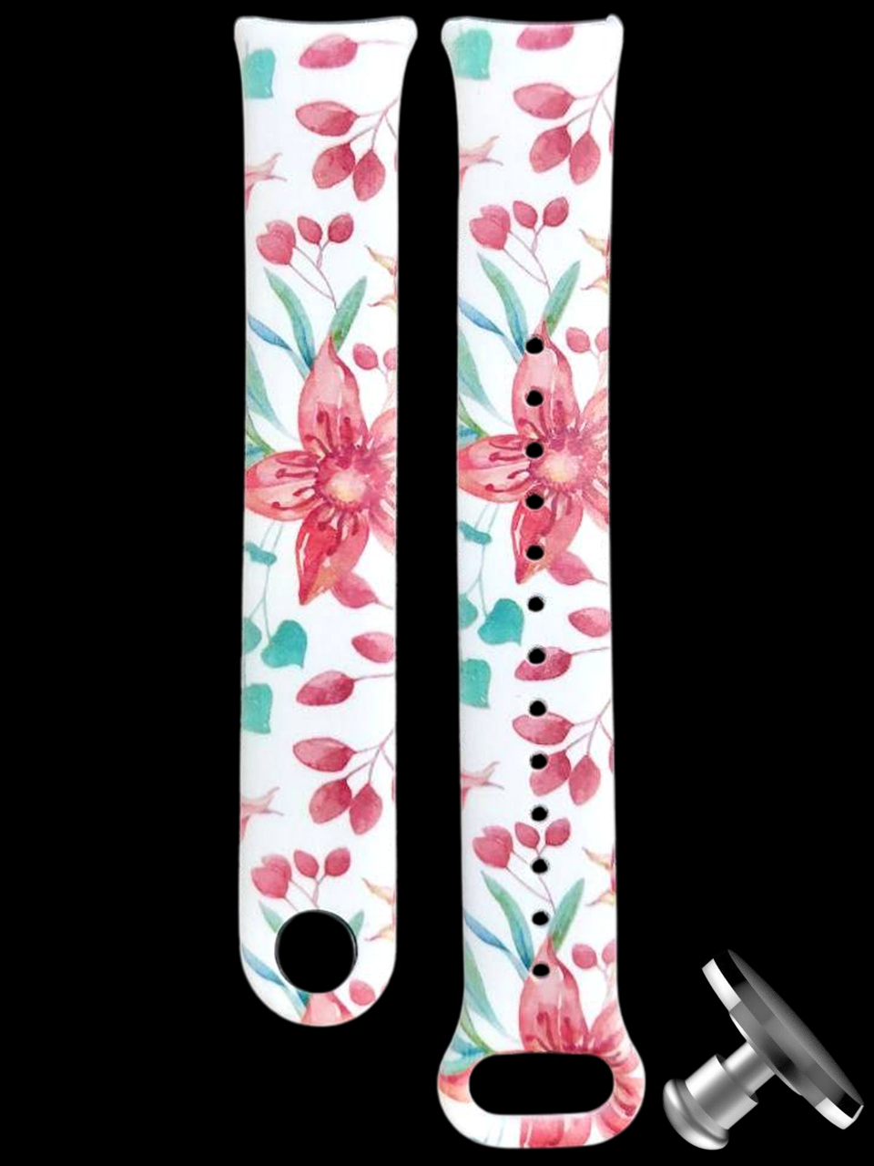 Силіконовий ремінець Original Design MiJobs для фітнесу браслета Xiaomi Mi Band 8/9 Red Flowers з металевим кріпленням + металева кнопка