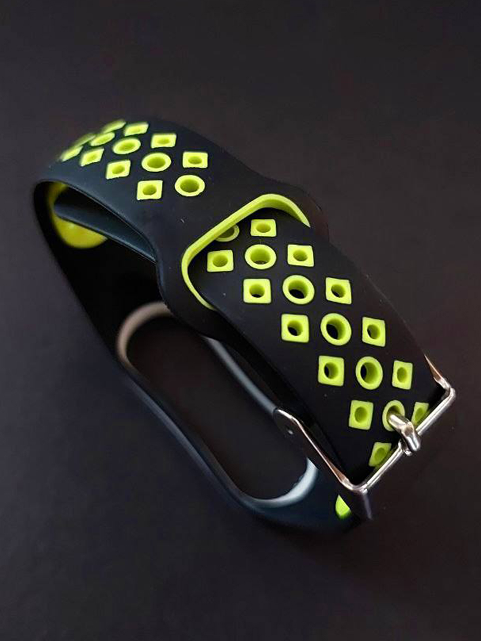 Ремінець Nike style з металевою застібкою для фітнес-браслету Xiaomi Mi Band 4 та 3 Чорний з лимонним