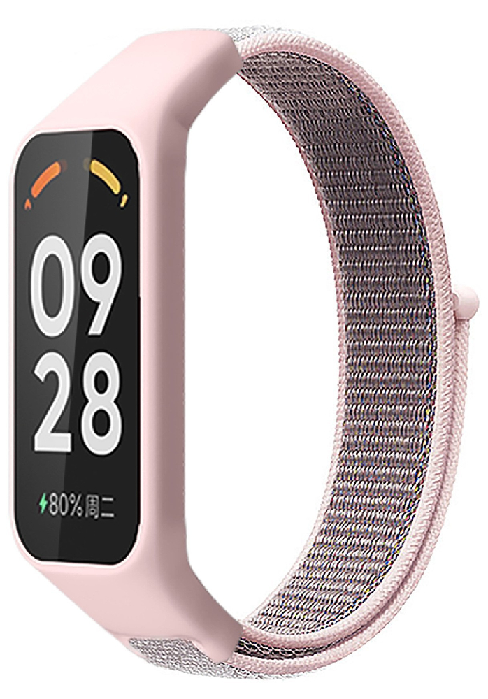 Нейлоновий ремінець MRK із застібкою на липучці для Mi Smart Band 8 Active/ Redmi Smart Band 2 Pink and Gray