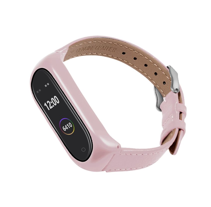 Ремінець для фітнес-браслету Xiaomi Mi Band 6/5/4/3 Рожевий еко-шкіра
