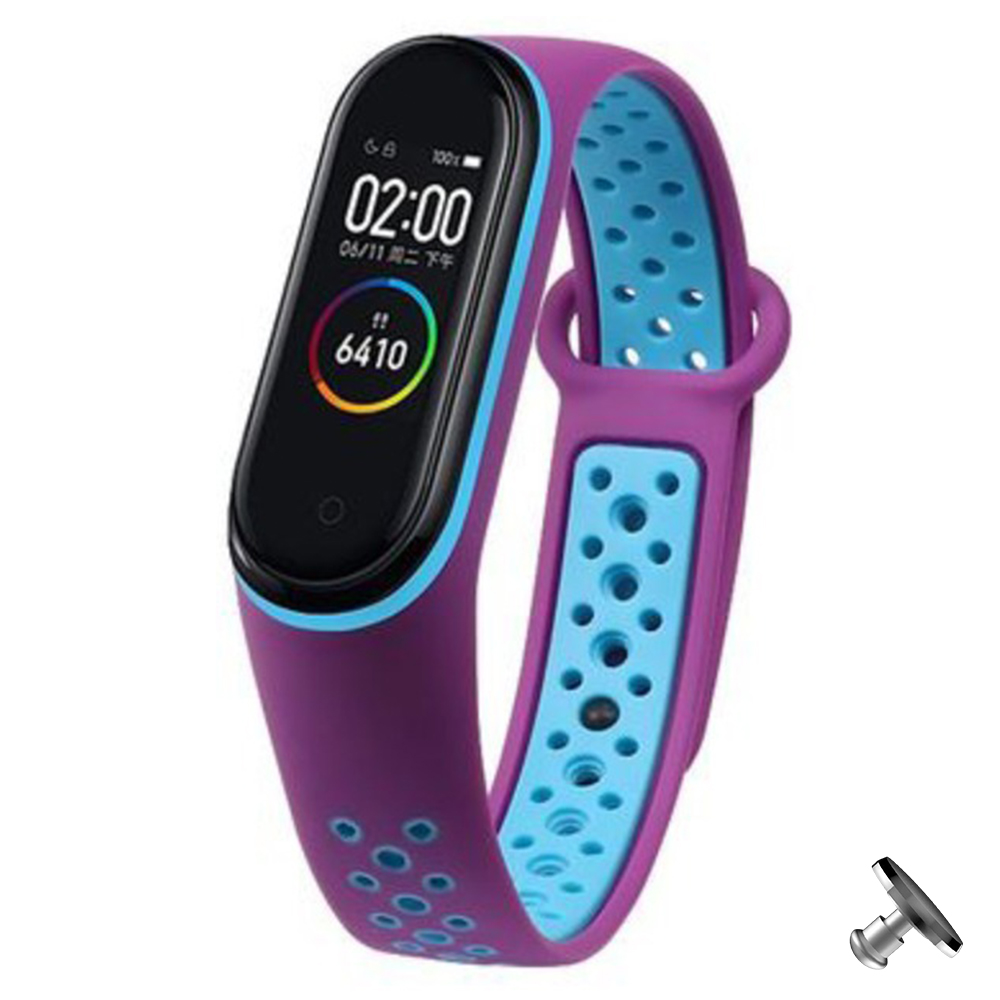 Силіконовий ремінець Nike style для фітнес-браслету Xiaomi Mi Band 3/4 Фіолетовий з блакитним + металева кнопка – фото, відгуки, характеристики в інтернет-магазині MoreKitov від продавця: MRK МРК| Купити в Україні: Києві, Харкові, Львові