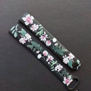 Силіконовий ремінець Original Design MiJobs для фітнесу браслета Xiaomi Mi Band 8/9 Lilac Flowers з металевим кріпленням + металева кнопка