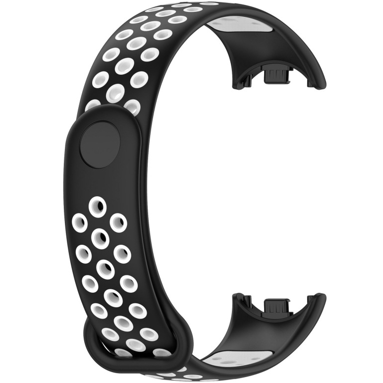 Ремінець силіконовий MRK для фітнес браслета Xiaomi Mi Band 8/9/10 Nike Style Чорний з білим