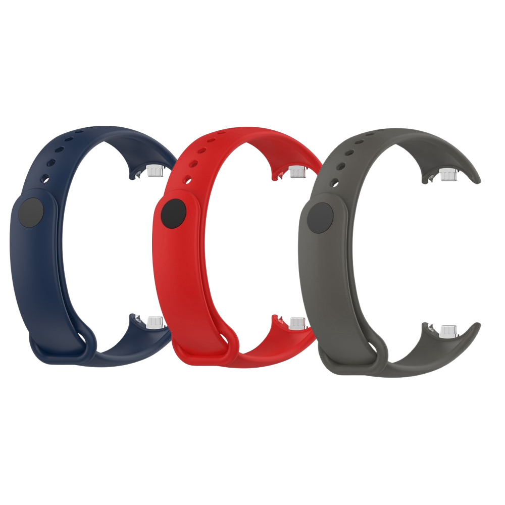 Комплект Силіконових ремінців Original Design MiJobs Space Colors для фітнес браслета Xiaomi Mi Band 8/9 з металевим кріпленням (три ремінці) Dark Blue, Dark Red and Space Gray