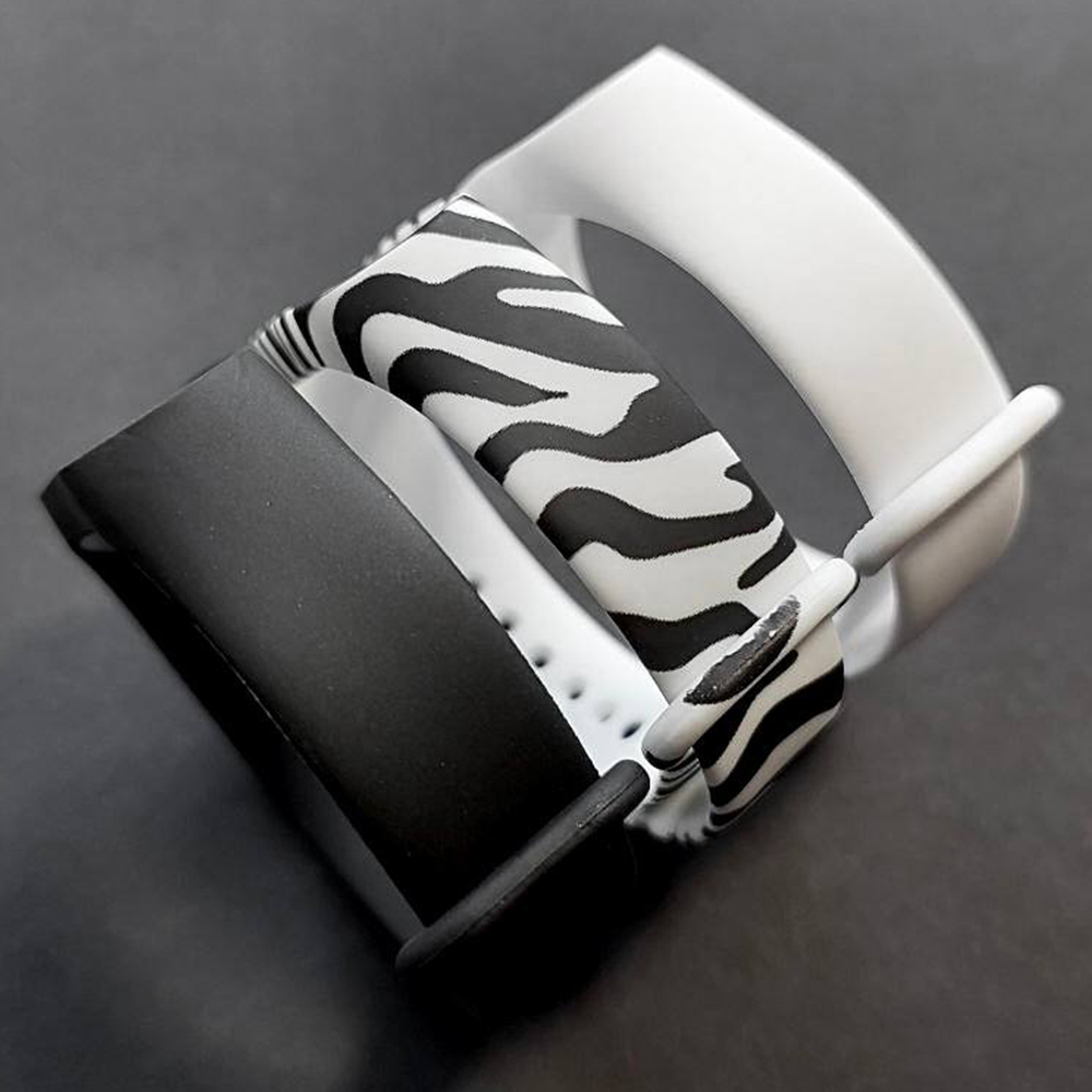 Комплект силіконових ремінців MRK Zebra Set для фітнес браслета Xiaomi Mi Band 5/6/7 три ремінці + металева кнопка – фото, відгуки, характеристики в інтернет-магазині MoreKitov від продавця: MRK МРК| Купити в Україні: Києві, Харкові, Львові