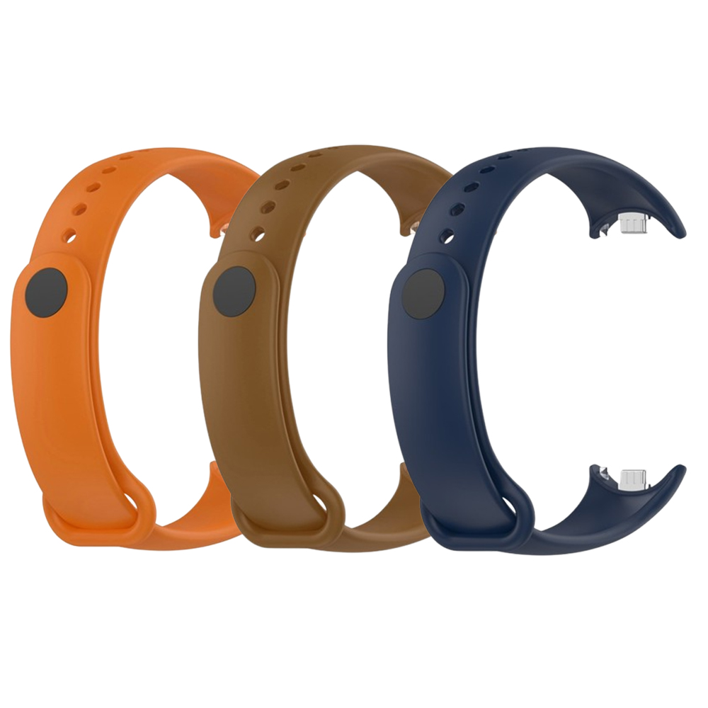 Комплект силіконових ремінців MRK Summer Apricot для фітнес браслета Xiaomi Mi Band 8/9 три ремінці з металевим кріпленням