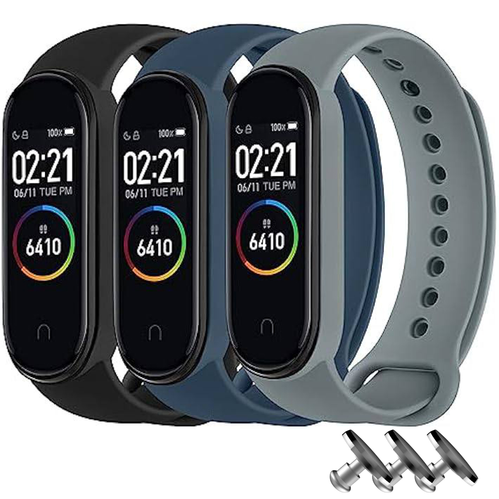Комплект силіконових ремінців MRK для Xiaomi Mi Band 3/4 3 ремінці + 3 металеві кнопки (Black, Blue, Gray) – фото, відгуки, характеристики в інтернет-магазині MoreKitov від продавця: MRK МРК| Купити в Україні: Києві, Харкові, Львові