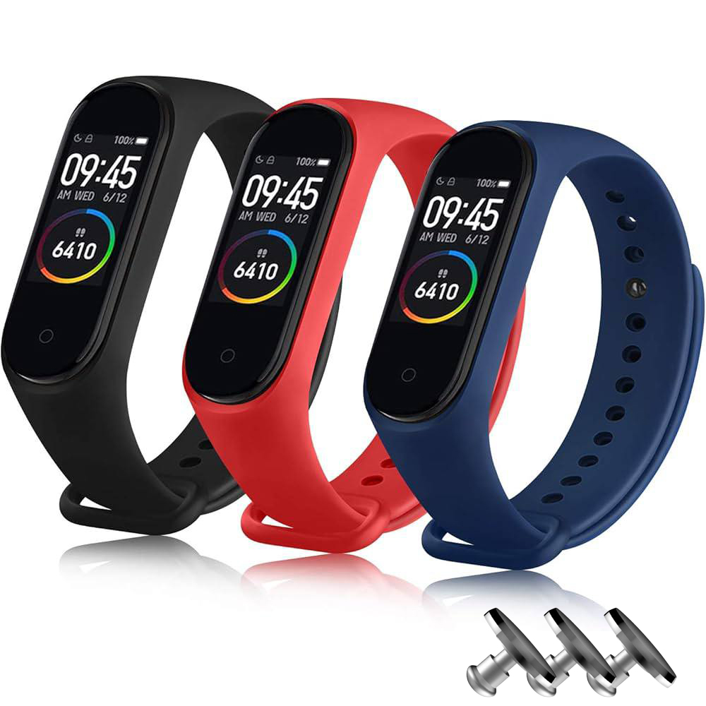 Комплект силіконових ремінців MRK для Xiaomi Mi Band 3/4 3 ремінці + 3 металеві кнопки (Black, Red, Blue) – фото, відгуки, характеристики в інтернет-магазині MoreKitov від продавця: MRK МРК| Купити в Україні: Києві, Харкові, Львові