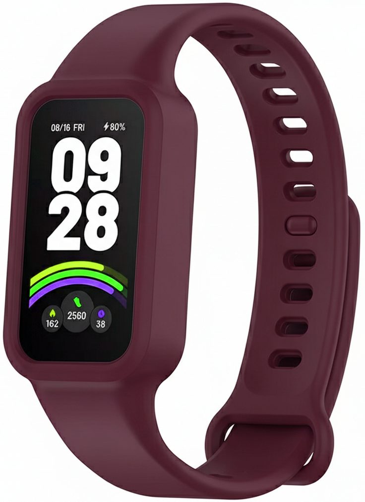 Ремінець силіконовий MRK для фітнес браслета Mi Smart Band 9 Active Burgundy