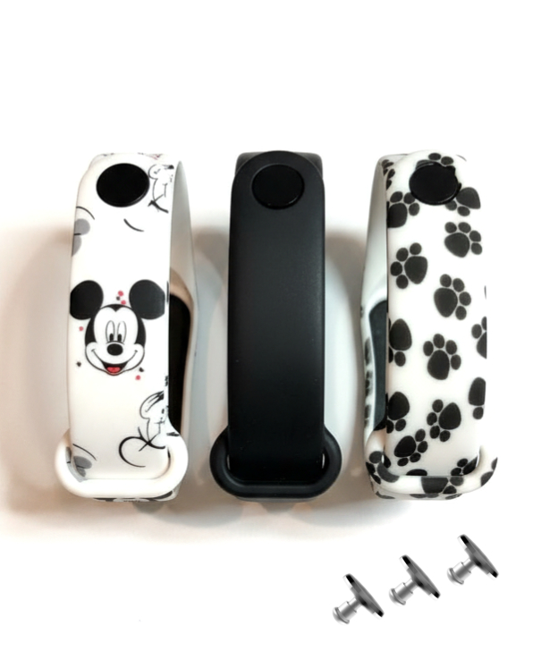 Комплект силіконових ремінців Paws and Miikky для фітнесу браслета Xiaomi Mi Band 5/6/7 (три ремінці) + 3 металеві кнопки