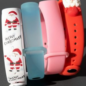 Комплект силіконових ремінців MRK Різдвяний Santa (4 ремінці) для Xiaomi Mi Band 5/6/7 з металевою кнопкою – фото, відгуки, характеристики в інтернет-магазині MoreKitov від продавця: MRK МРК| Купити в Україні: Києві, Харкові, Львові