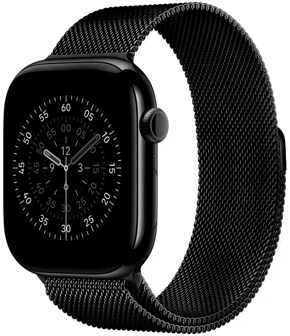 Ремінець металевий Milanese Loop для Apple Watch 2/3/4/4/5/6/7/8/9/9/SE 38/40/41мм на магнітній застібці Black