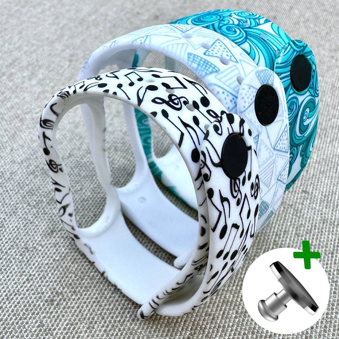 Комплект силіконових ремінців Music Waves для фітнес браслета Xiaomi Mi Band 5/6/7 з металевою кнопкою (три ремінці) – фото, відгуки, характеристики в інтернет-магазині MoreKitov від продавця: MRK МРК| Купити в Україні: Києві, Харкові, Львові