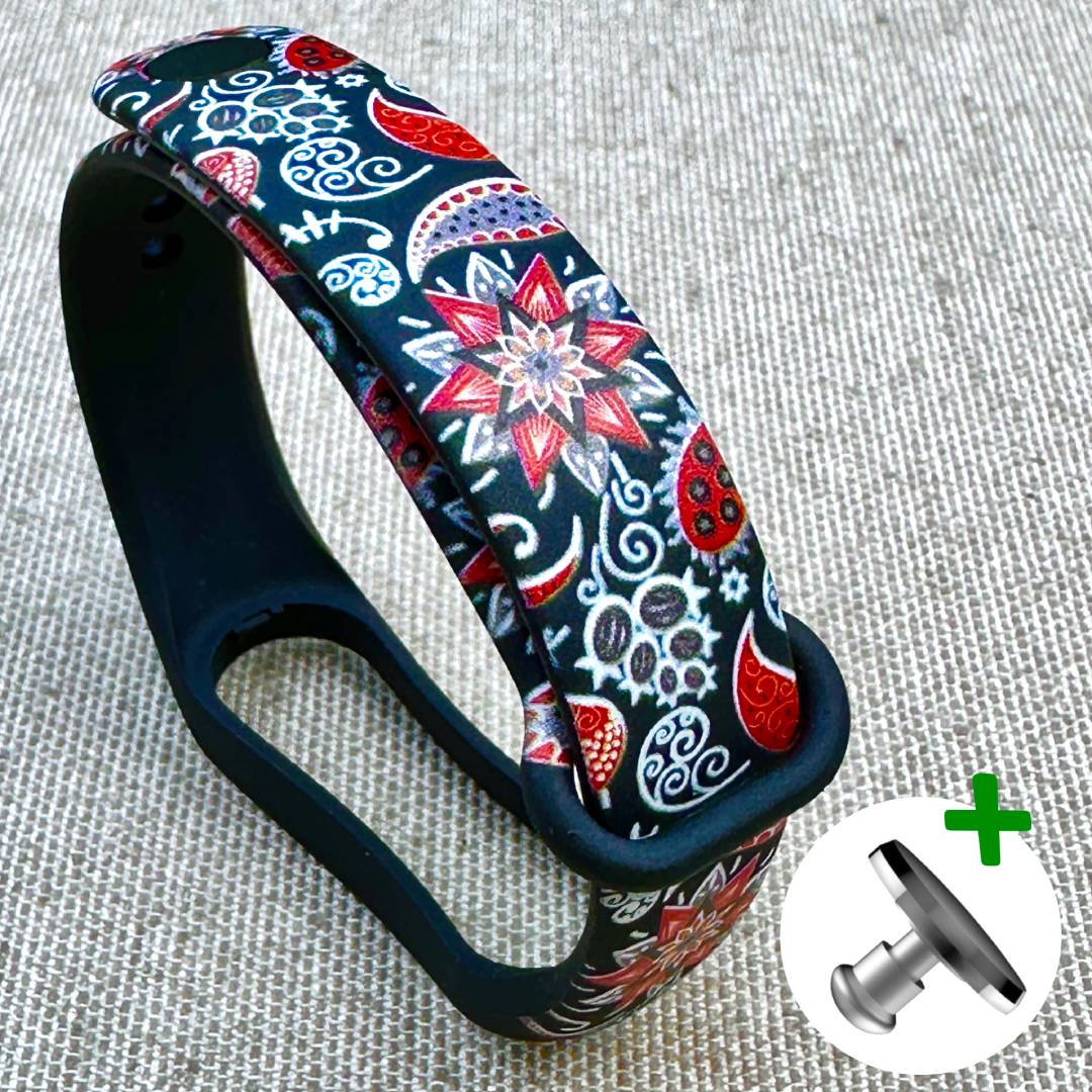 Ремінець силіконовий MRK із дизайнерським принтом для фітнес браслета Xiaomi Mi Band 5/6/7 з металевою кнопкою – фото, відгуки, характеристики в інтернет-магазині MoreKitov від продавця: MRK МРК| Купити в Україні: Києві, Харкові, Львові
