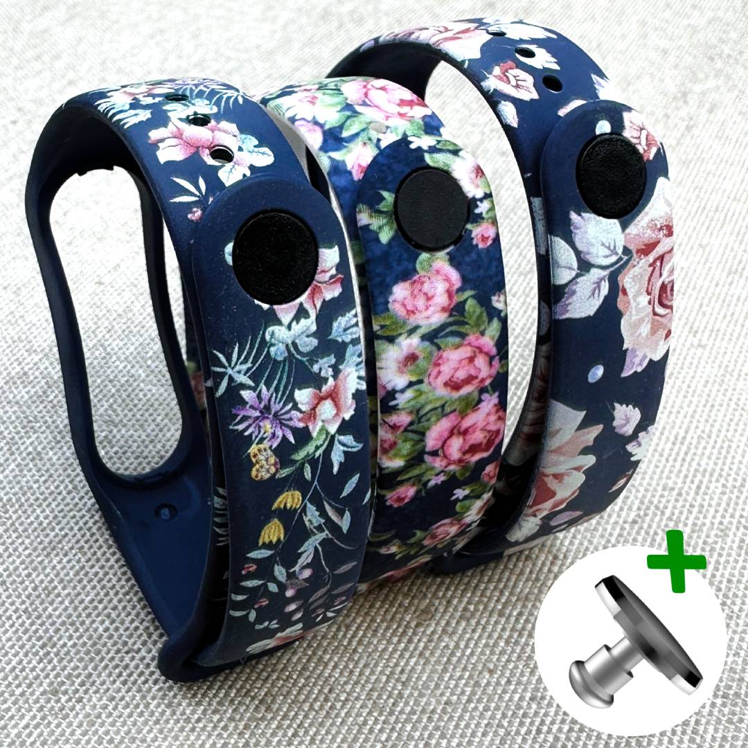 Комплект силіконових ремінців Flower Garden для фітнес браслета Xiaomi Mi Band 5/6/7 з металевою кнопкою (три ремінці) – фото, відгуки, характеристики в інтернет-магазині MoreKitov від продавця: MRK МРК| Купити в Україні: Києві, Харкові, Львові