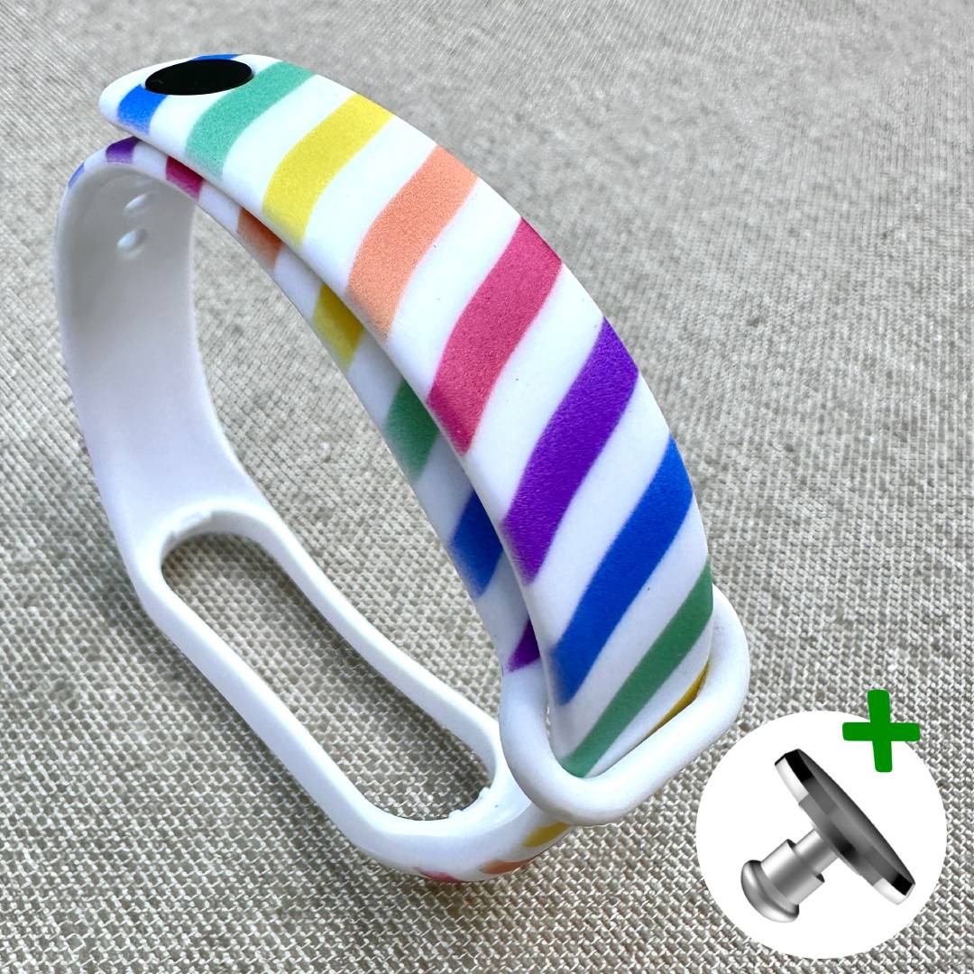 Ремінець силіконовий MRK із дизайнерським принтом Rainbow Lines White для фітнес браслета Xiaomi Mi Band 5/6/7 з металевою кнопкою – фото, відгуки, характеристики в інтернет-магазині MoreKitov від продавця: MRK МРК| Купити в Україні: Києві, Харкові, Львові Ремінець силіконовий MRK із дизайнерським принтом Rainbow Lines White для фітнес браслета Xiaomi Mi Band 5/6/7 з металевою кнопкою – фото, відгуки, характеристики в інтернет-магазині MoreKitov від продавця: MRK МРК| Купити в Україні: Києві, Харкові, Львові