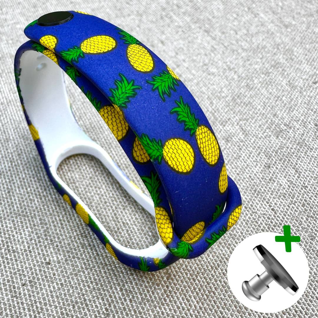 Синій ремінець MRK з дизайнерським принтом Pineapples для фітнес браслета Xiaomi Mi Band 5/6/7 з металевою кнопкою – фото, відгуки, характеристики в інтернет-магазині MoreKitov від продавця: MRK МРК| Купити в Україні: Києві, Харкові, Львові Синій ремінець MRK з дизайнерським принтом Pineapples для фітнес браслета Xiaomi Mi Band 5/6/7 з металевою кнопкою – фото, відгуки, характеристики в інтернет-магазині MoreKitov від продавця: MRK МРК| Купити в Україні: Києві, Харкові, Львові