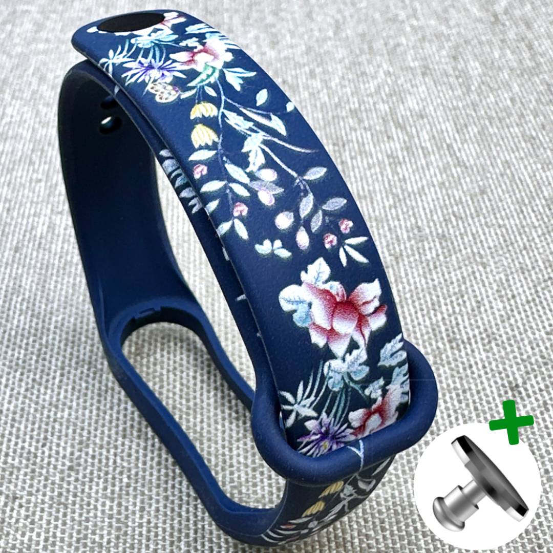 Ремінець силіконовий MRK із дизайнерським принтом Small Flowers для фітнес браслета Xiaomi Mi Band 5/6/7 з металевою кнопкою – фото, відгуки, характеристики в інтернет-магазині MoreKitov від продавця: MRK МРК| Купити в Україні: Києві, Харкові, Львові