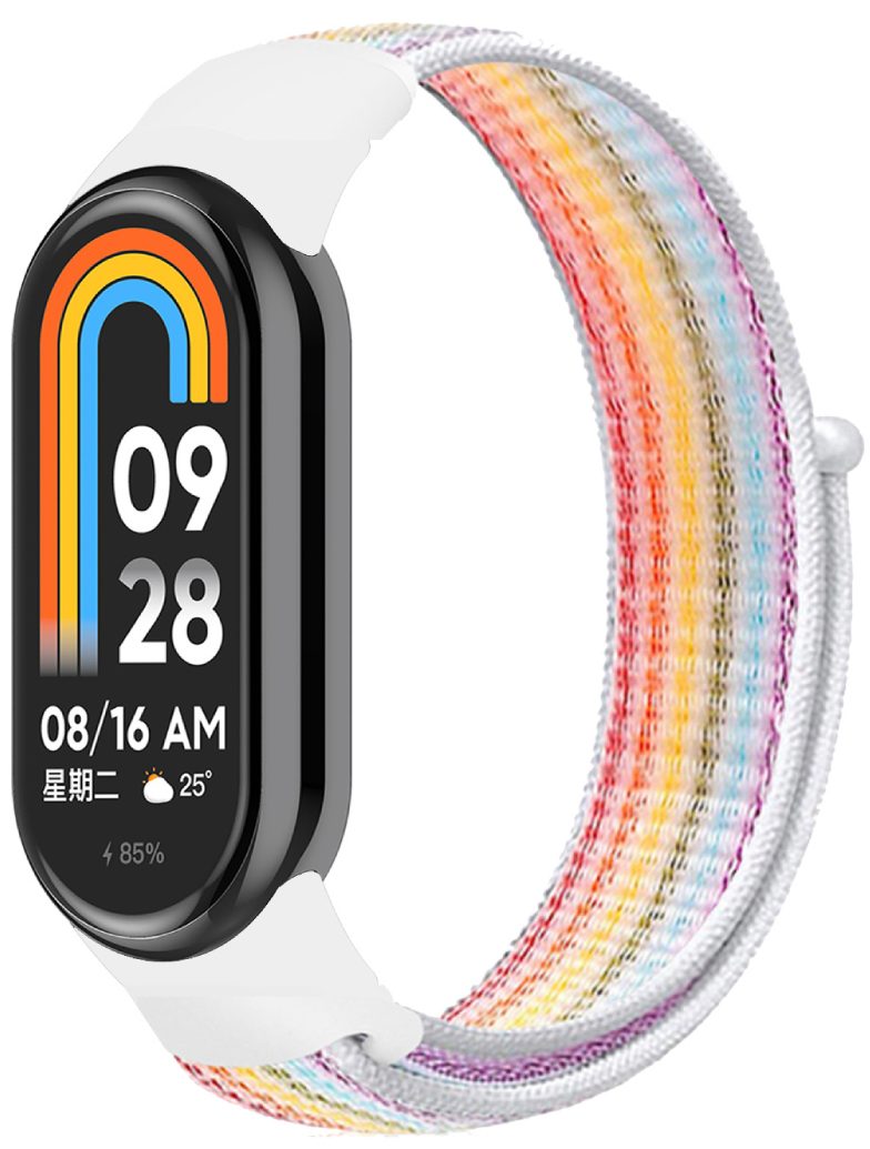 Ремінець нейлоновий MRK для фітнес браслета Xiaomi Mi Band 8 Білий + multicolor