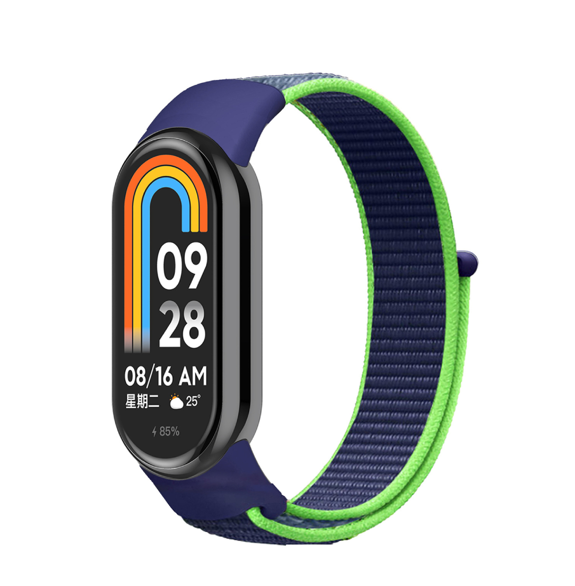 Ремінець нейлоновий MRK для фітнес браслета Xiaomi Mi Band 10/9/8 Темно-синій із салатовим