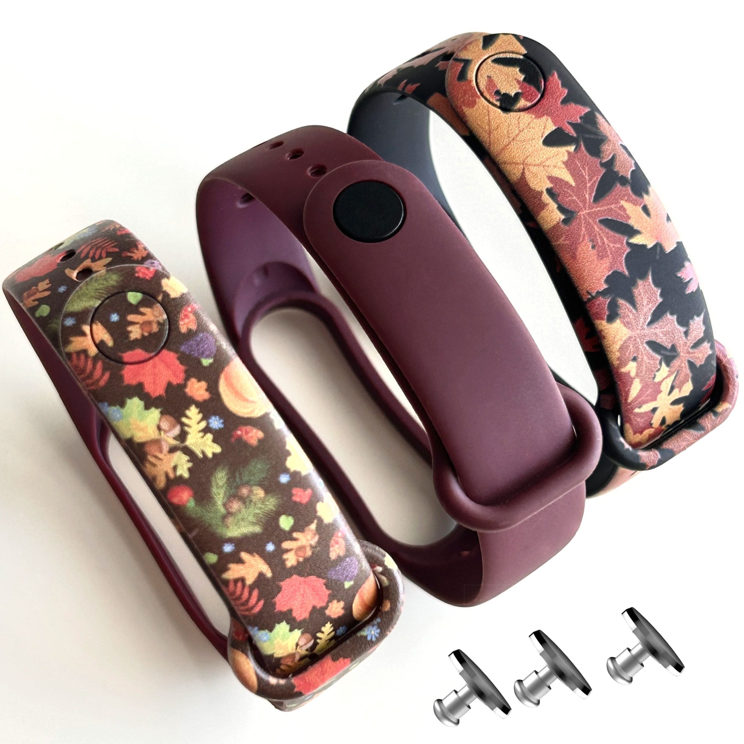 Комплект силіконових ремінців MRK для фітнесу браслета Xiaomi Mi Band 3/4 Золота Осінь Каштані (три ремінці) + три металеві кнопки – фото, відгуки, характеристики в інтернет-магазині MoreKitov від продавця: MRK МРК| Купити в Україні: Києві, Харкові, Львові