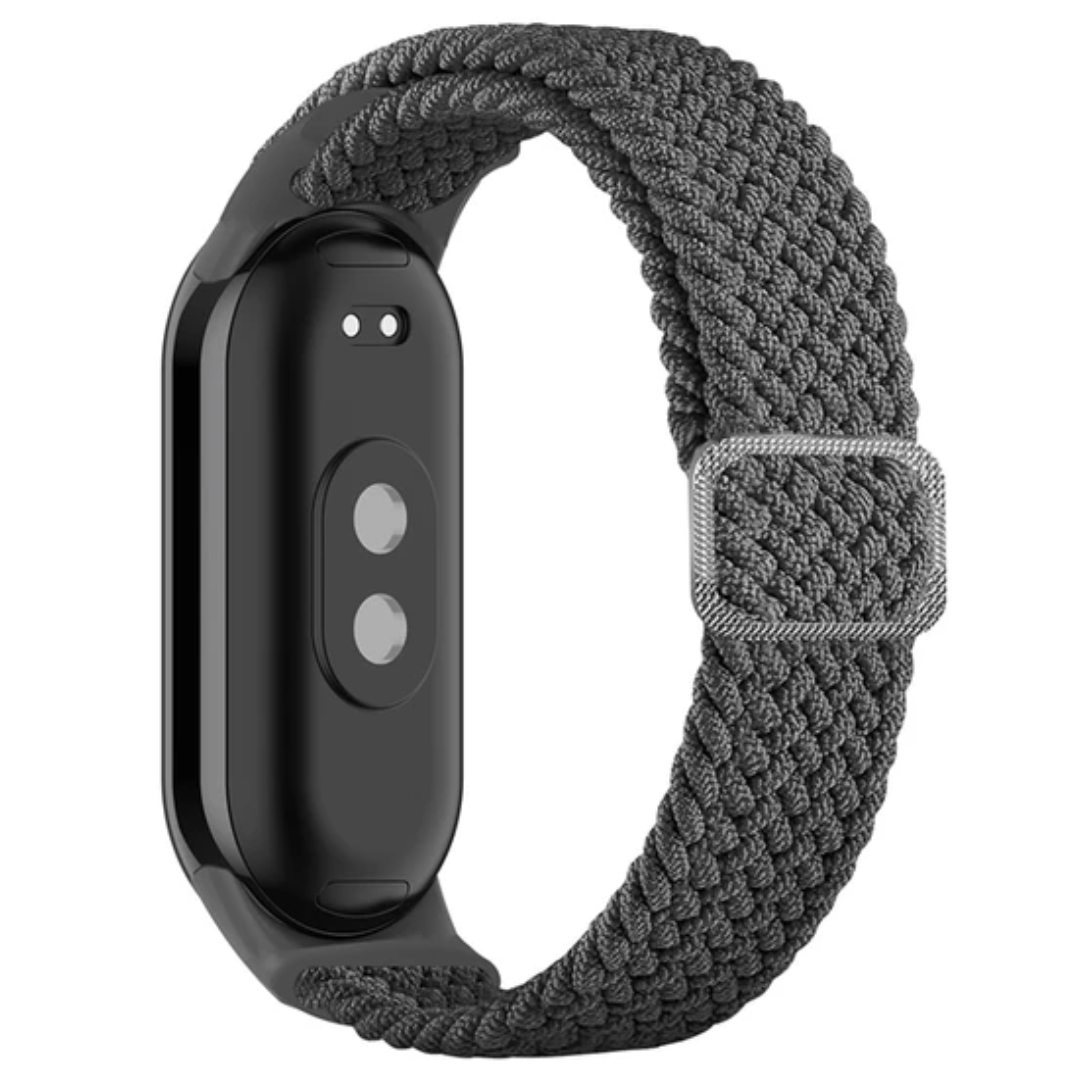 Тканинний ремінець Braided Loop MRK для фітнес браслета Xiaomi Mi Band 8/9/10 з металевим регулятором довжини Сірий