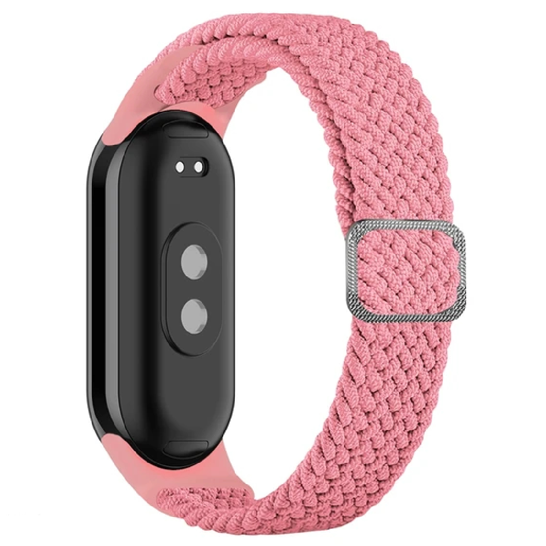 Тканинний ремінець Braided Loop MRK для фітнес браслета Xiaomi Mi Band 8/9/10 з металевим регулятором довжини Рожевий