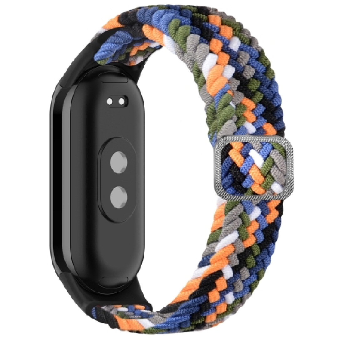 Тканинний ремінець Braided Loop MRK для фітнес браслета Xiaomi Mi Band 8/9/10 з металевим регулятором довжини Multicolor