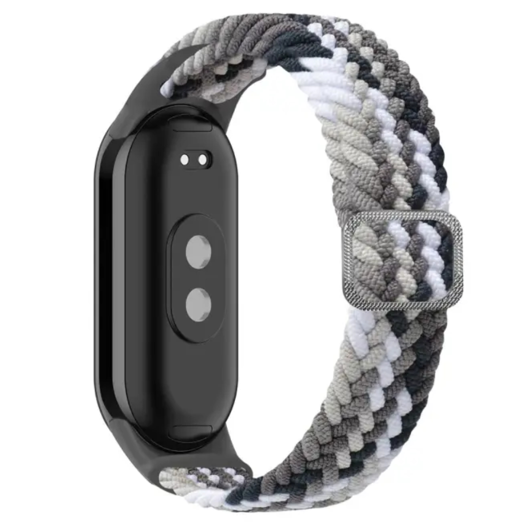 Тканинний ремінець Braided Loop MRK для фітнес браслета Xiaomi Mi Band 8/9/10 з металевим регулятором довжини Light Gray