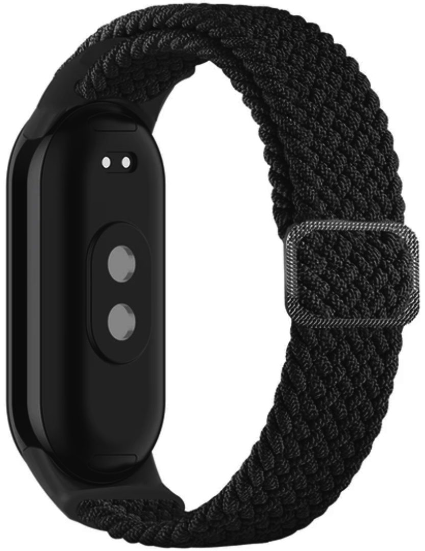 Тканинний ремінець Braided Loop MRK для фітнес браслета Xiaomi Mi Band 10/9/8 з металевим регулятором довжини Чорний