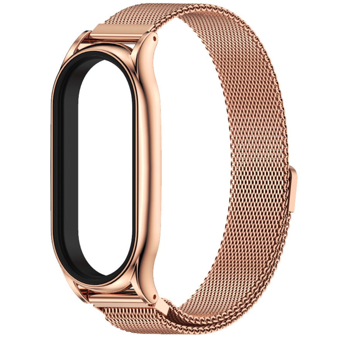 Ремінець металевий MiJobs Milanese Loop магнітна застібка для фітнес браслета Xiaomi Mi Band 8 Рожеве золото