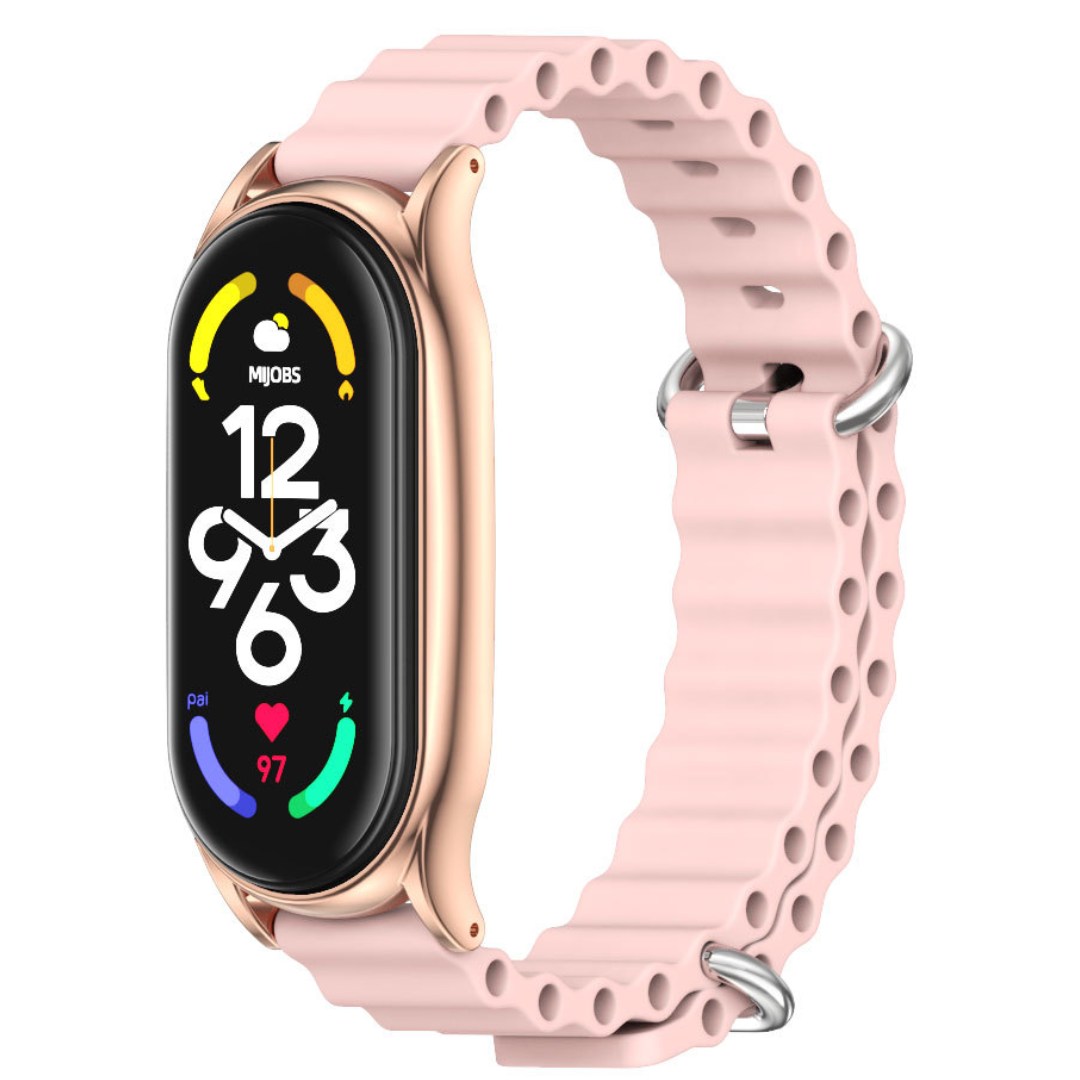 Ремінець силіконовий Mi Jobs Elegance Flex для фітнес браслета Xiaomi Mi Band 7 з металевою капсулою Світло-рожевий + рожеве золото – фото, відгуки, характеристики в інтернет-магазині MoreKitov від продавця: MRK МРК| Купити в Україні: Києві, Харкові, Львові
