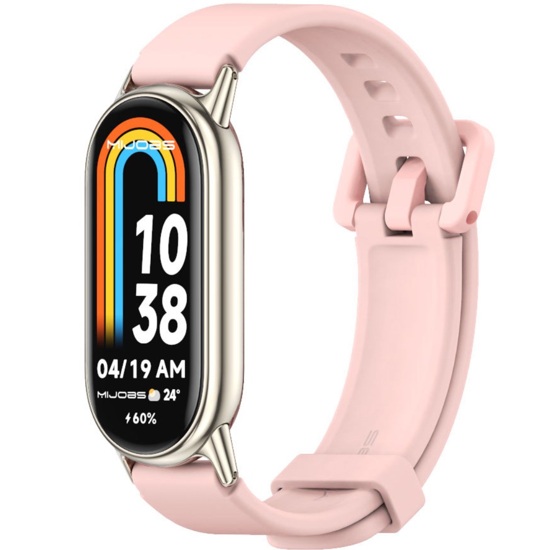 Силіконовий ремінець з металевим кріпленням Mi Jobs Premium Comfort для фітнес браслета Xiaomi Mi Band 10/9/8 Soft Pink + Rose Gold