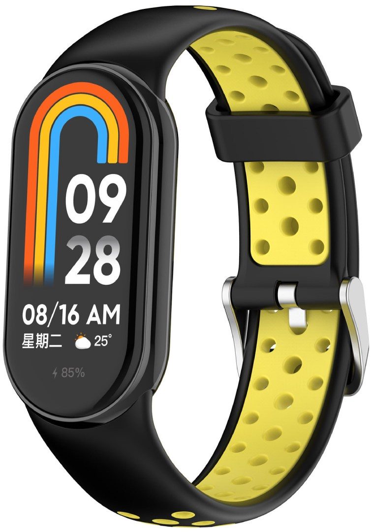 Ремінець силіконовий з металевою застібкою MRK SportStyle для фітнес браслета Xiaomi Mi Band 8/9/10 Чорний з жовтим