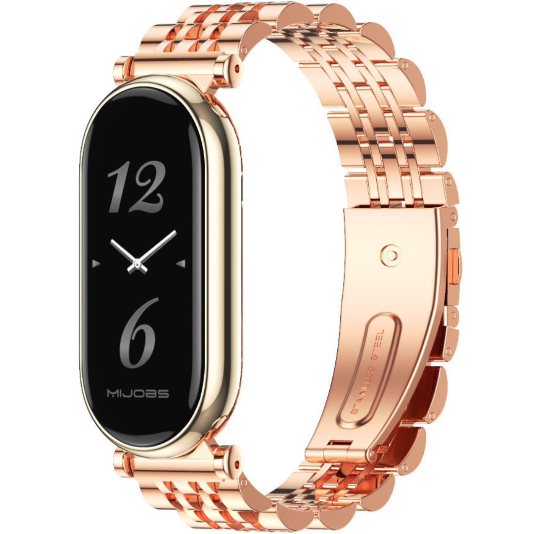 Ремінець металевий Mi Jobs Seven Pearls з металевим кріпленням для Xiaomi Mi Smart Band 9/8 Rose Gold