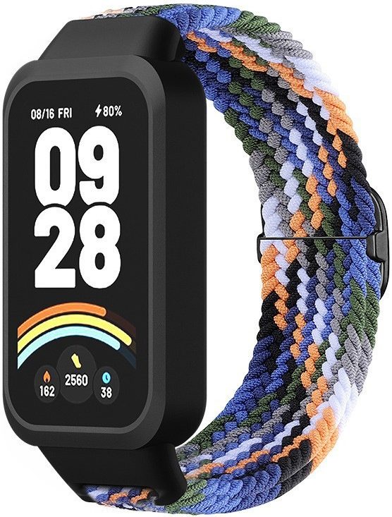Тканинний ремінець MRK Braided Loop для фітнес браслета Mi Smart Band 9 Active з металевим регулятором довжини Black Multicolor