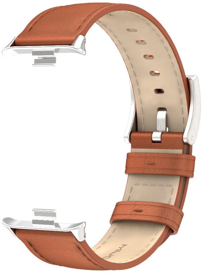 Шкіряний ремінець Mi Jobs Elegance з металевим кріпленням для фітнес браслета Mi Smart Band 8 Pro/9Pro/ Xiaomi Redmi Watch 4/5 Brown + Silver