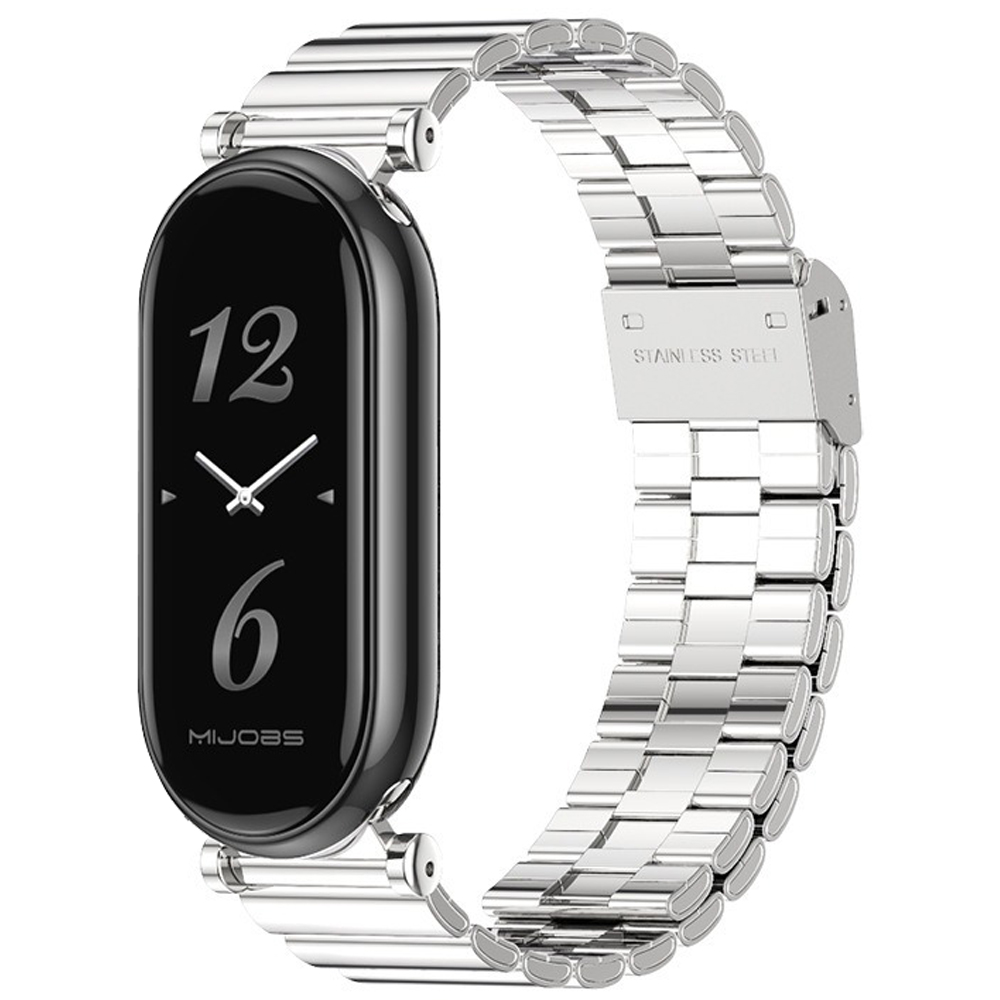 Металевий ремінець Mi Jobs Strong Lines з металевим кріпленням фітнес браслета Mi Band 8/9 Silver