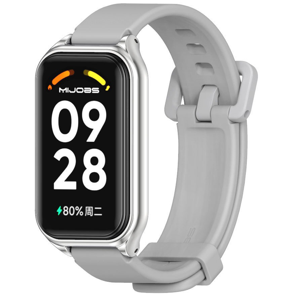 Силіконовий ремінець Mi Jobs Simple Premium Comfort для фітнес браслета Mi Smart Band 9 Active Silver з металевим корпусом Gray – фото, відгуки, характеристики в інтернет-магазині MoreKitov від продавця: MRK МРК| Купити в Україні: Києві, Харкові, Львові
