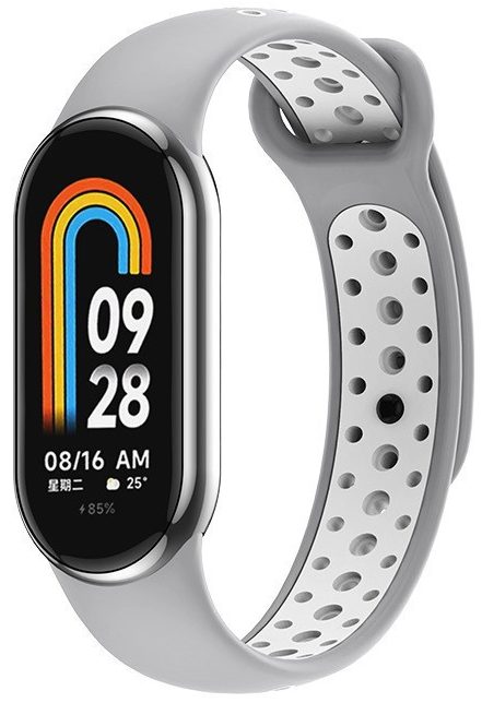 Ремінець силіконовий MRK для фітнес браслета Xiaomi Mi Band 8/9/10 Nike Style Light Gray + White