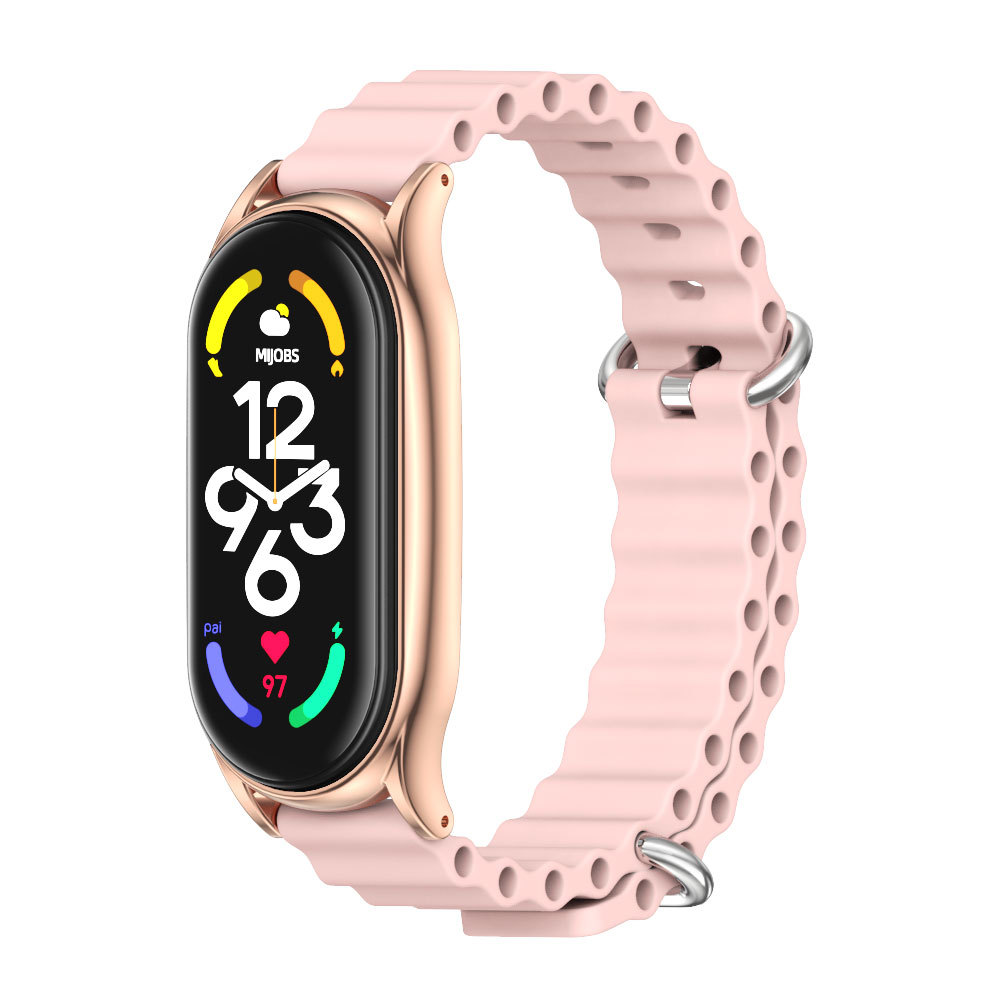 Ремінець силіконовий Mi Jobs Elegance Flex для фітнес браслета Xiaomi Mi Band 6/5/4/3 з металевою капсулою Пудровий + рожеве золото – фото, відгуки, характеристики в інтернет-магазині MoreKitov від продавця: MRK МРК| Купити в Україні: Києві, Харкові, Львові