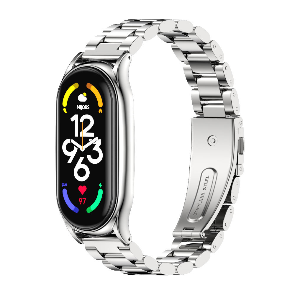 Ремінець металевий MiJobs Plus для фітнес браслета Xiaomi Mi Band 8 Silver