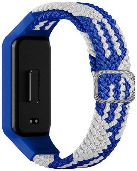 Тканинний ремінець MRK Braided Solo Loop з металевим регулятором довжини для Mi Smart Band 8 Active/Redmi Smart Band 2 Blue and White