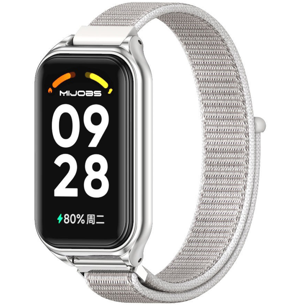 Ремінець нейлоновий Mi Jobs Nylon для фітнес браслета Mi Smart Band 9 Active з металевим корпусом Silver – фото, відгуки, характеристики в інтернет-магазині MoreKitov від продавця: MRK МРК| Купити в Україні: Києві, Харкові, Львові